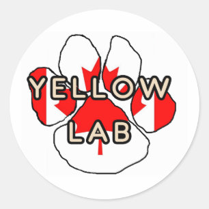 Adesivo Redondo Nome de laboratório amarelo Paw Labrador Retriever