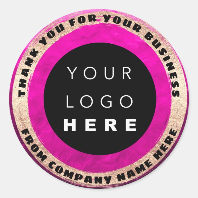 Adesivo Redondo Nome de logotipo personalizado Ouro Selo Logotipo  (Frente)