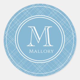 Adesivo Redondo Nome de pré-disquete e Laptop inicial monograma