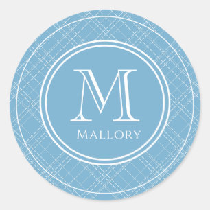 Adesivo Redondo Nome de pré-disquete e Laptop inicial monograma