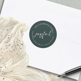 Adesivo Redondo Nome de retorno da caligrafia alegre Endereço Verd