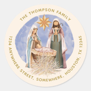 Adesivo Redondo Nome de Retorno de Natividade Endereço Creme de Te