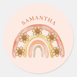 Adesivo Redondo Nome do Arco-Íris do Retro Moderno