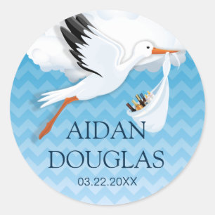 Adesivo Redondo Nome do Bebê do Ombre Azul