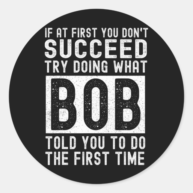 Adesivo Redondo Nome do BOB Piada de Natal Personalizada do Aniver (Frente)