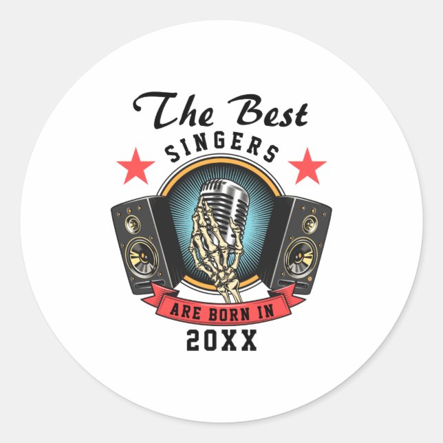 Adesivo Redondo Nome do Cantor do Coro de Aniversário  (Frente)