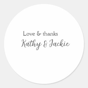 Adesivo Redondo Nome do casal do Amor e obrigados Simples