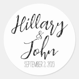 Adesivo Redondo Nome do casal e data de casamento