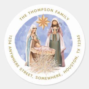 Adesivo Redondo Nome do Devolução da Natividade Endereço Texto 