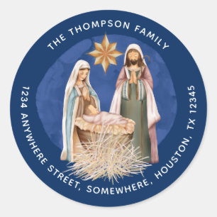 Adesivo Redondo Nome do Devolução da Natividade Endereço Texto 