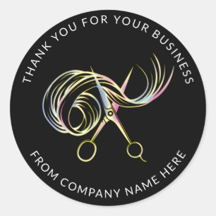 Adesivo Redondo Nome do logotipo de cabelo personalizado Obrigado