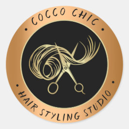 Adesivo Redondo Nome do logotipo do cabelo da tesoura Obrigado Bro