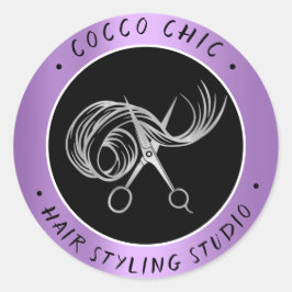 Adesivo Redondo Nome do Logotipo do Cabelo da Tesoura Obrigado Pra