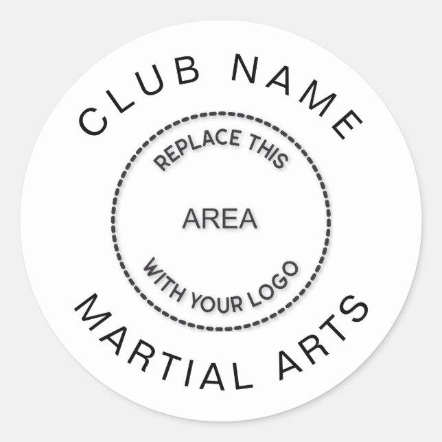 Adesivo Redondo Nome do logotipo do Clube de Artes Marciais (Frente)