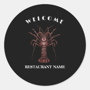 Adesivo Redondo Nome do logotipo do restaurante Lobster de boas-vi