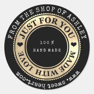 Adesivo Redondo Nome do logotipo feito à mão Coração da Web Amor P