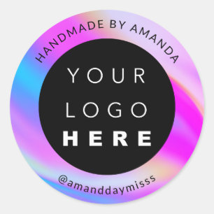 Adesivo Redondo Nome do logotipo Instagro Holográfico Pequena empr