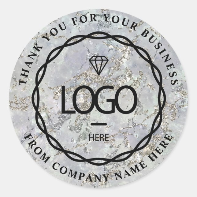 Adesivo Redondo Nome do logotipo Obrigado Web Cinzas comerciais Tr (Frente)