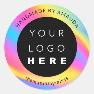 Adesivo Redondo Nome do logotipo Pacote holográfico de instalaç
