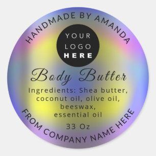 Adesivo Redondo Nome do logotipo personalizado Body Butter Balm C