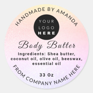 Adesivo Redondo Nome do logotipo personalizado BodyButter Cosmetic