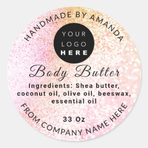 Adesivo Redondo Nome do logotipo personalizado BodyButter Cosmétic