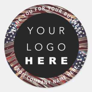 Adesivo Redondo Nome do logotipo US Flag American Obrigado Nome