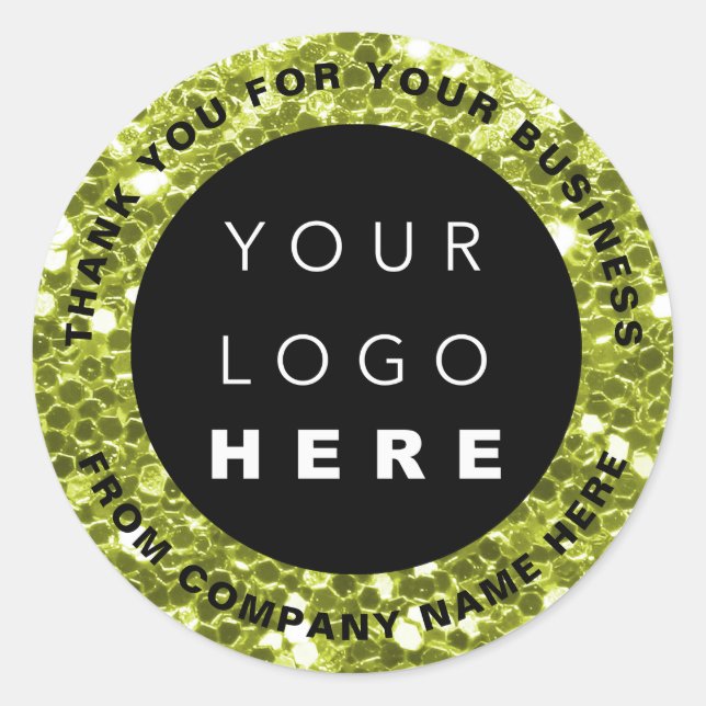 Adesivo Redondo Nome do logotipo Web Obrigado Nova Glitter Compro  (Frente)