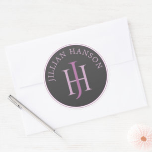 Adesivo Redondo Nome do Monograma Artístico Logotipo Framboesa Vio