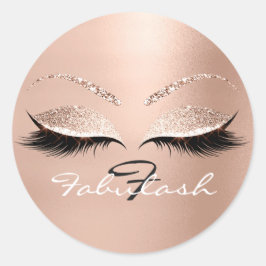 Adesivo Redondo Nome do Monograma Branco Brilhante Olhos Rosa Pisc