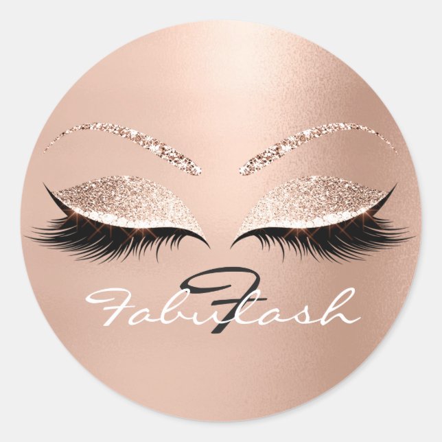 Adesivo Redondo Nome do Monograma Branco Brilhante Olhos Rosa Pisc (Frente)