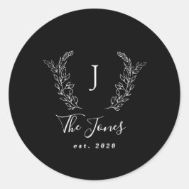 Adesivo Redondo Nome do monograma da família elegante preto person