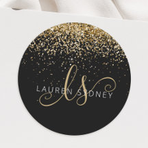 Nome do Monograma do Glitter Dourado