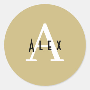 Adesivo Redondo Nome do Monograma do Pré-Disquete Moderno + Inicia