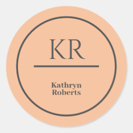 Adesivo Redondo Nome do Monograma Personalizado Peach