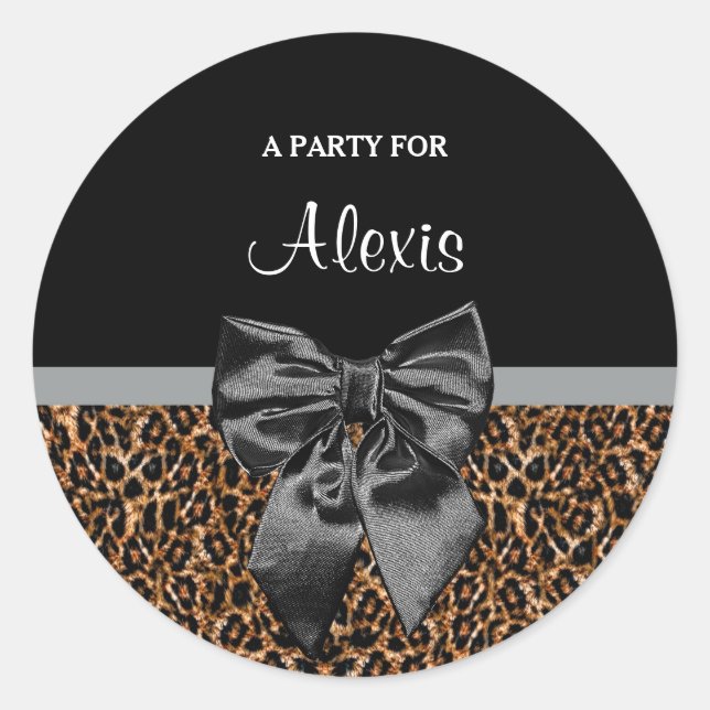 Adesivo Redondo Nome do na moda Leopard Imprimido do Arco Preto El (Frente)