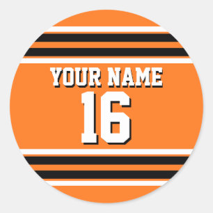 Adesivo Redondo Nome do Número Personalizado da Equipe Laranja La