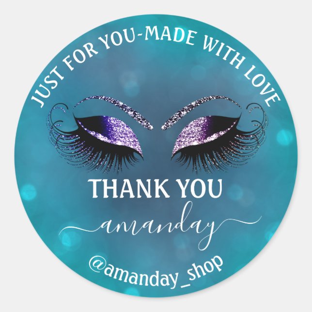 Adesivo Redondo Nome do obrigado Boutique Eyelash Compro Enfumaçad (Frente)