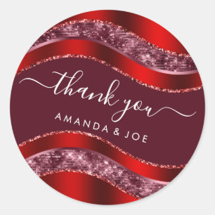 Adesivo Redondo Nome do obrigado Doce 16º Brilhante Bridal Burgun