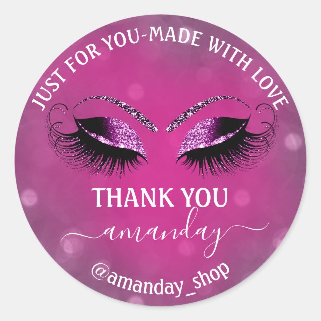 Adesivo Redondo Nome do obrigado Folhas Boutique Compram Berry Ros (Frente)