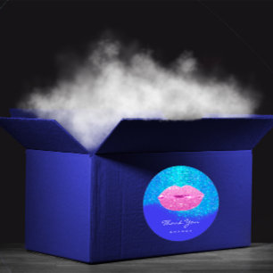 Adesivo Redondo Nome do Obrigado Sweet16th Bridal Pink Blue.Glitte