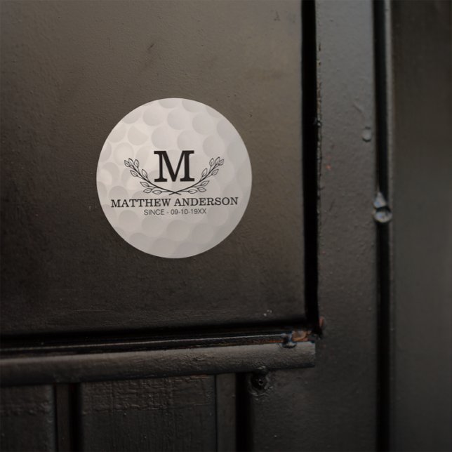 Adesivo Redondo Nome do Padrão de Bola de Golfe Personalizada Mono (Criador carregado)