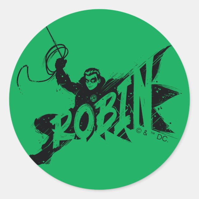 Adesivo Redondo Nome do Pincel Robin Ink (Frente)