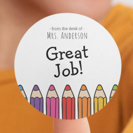 Adesivo Redondo Nome do professor de incentivo