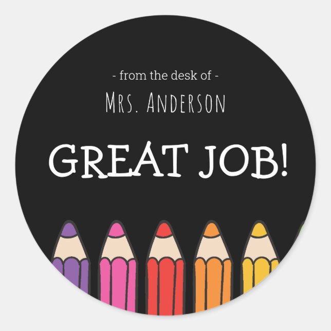 Adesivo Redondo Nome do professor do excelente Job Sticker (Frente)