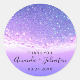 Adesivo Redondo Nome do Rosa do obrigado Data Spark Beach Waves Pu