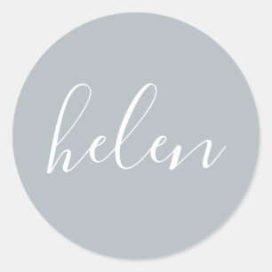 Adesivo Redondo Nome do Script Cinzas Personalizadas Elegante