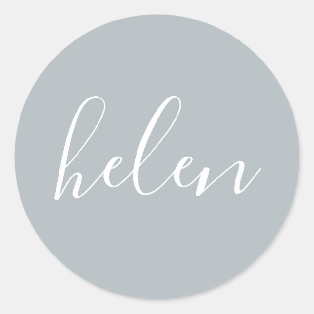 Adesivo Redondo Nome do Script Cinzas Personalizadas Elegante (Frente)