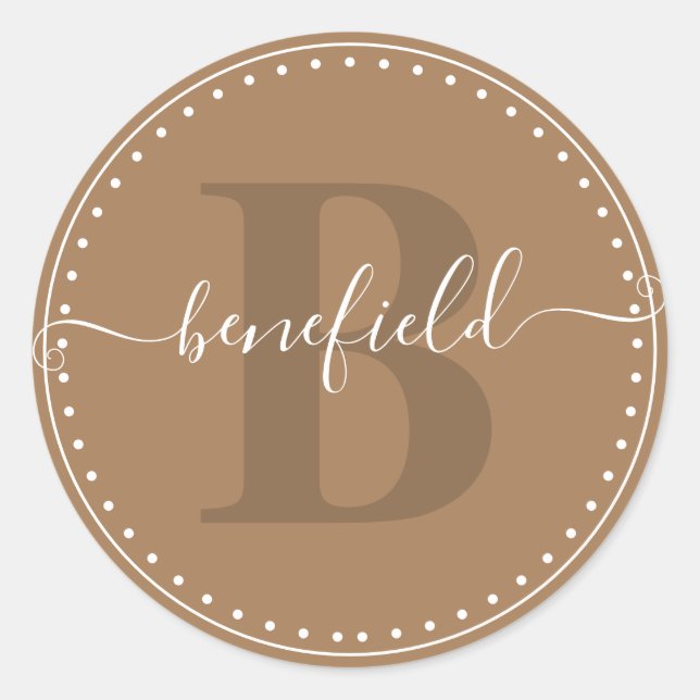 Adesivo Redondo Nome do Script Clássico com Inicial