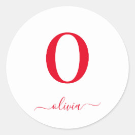 Adesivo Redondo Nome do Script Monograma Branco Personalizado E Ve